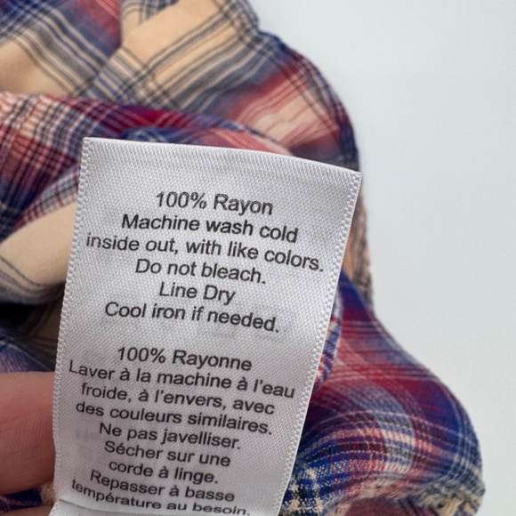 Kavu Top Women Medium Pink Tan Button Up Sleeveless Plaid Western Outdoor Farm - Picture 7 of 10